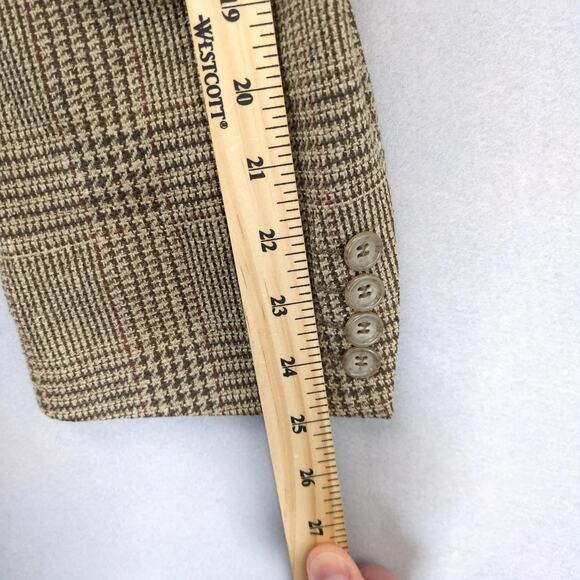 Bill Robin Son Brown Plaid Tweed Blazer Men's 42L Silk Wool Sports Coat Jacket - Picture 9 of 10
